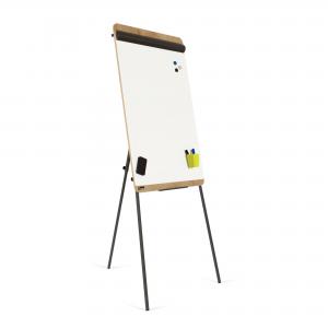 Image of ROCADA NATURAL Tripod Flipchart with Magnetic Dry Wipe Surface - Oak