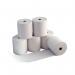 A stack of white, 1-ply cash register rolls with a width of 44mm and length of 70mm. Each roll is neatly packed in a pack of 20, ready to be used in any cash register or till. The packaging features the branding Prestige in bold black letters.