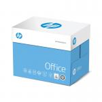 This picture shows a pack of HP White Office A4 Paper, with 2500 sheets inside. The paper is 80gsm and is designed for use with HP printers and copiers. The packaging features the HP logo and product name. The paper appears bright white and of high quality.