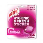 Harpic Hygienic Fresh Sticker Adhesive Toilet Block Floral x4 Tabs (Pack of 6) 3275290 RK51301