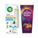 This photo shows a set of Air Wick air fresheners in the Cotton scent. The set includes a 228ml bottle and a free bonus Quality Street air freshener. The packaging features vibrant colors and a clean, modern design.
