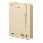 The picture showcases a variety of Railex Transfer and Pocket Transfer Files, including the Railex Easifile E74 A4, in a natural ivory shade. These sturdy folders can hold up to 350gsm of paper and come in a pack of 25.