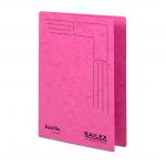 The photograph shows a stack of 25 pocket transfer files from Railex, each labeled with the Easyfile E74 model. The files are a vibrant cerise color and made from sturdy 350gsm cardstock. They feature the Railex Transfer logo and are designed to hold A4-sized documents securely.