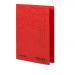 This image shows a stack of Railex Transfer and Pocket Transfer Files, as well as a pack of Railex Easifile E74 A4 350gsm Ruby files, organized neatly in a stack of 25. The files are made of high-quality, sturdy materials and feature a vibrant ruby color.
