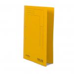 This picture shows a set of Railex Transfer and Pocket Transfer Files, specifically the Railex Polifile PL5P Foolscap with Pocket variety. They are made of 350gsm gold paper and come in a pack of 25.