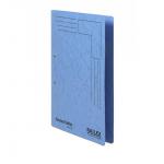 In the image, there are 25 Railex Transfer and Pocket Transfer Files with a turquoise color. They are made of 350gsm Polifile material and are labeled as AP5 Foolscap size. The files have the Railex logo printed on them and are neatly stacked on top of each other.