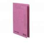In the photo, there are 25 vibrant cerise colored Railex Transfer and Pocket Transfer Files and Railex Access Polifile AP5 Foolscap files. The files are made of durable 350gsm paper and are neatly stacked together in a compact pack.
