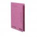 In the photo, there are 25 vibrant cerise colored Railex Transfer and Pocket Transfer Files and Railex Access Polifile AP5 Foolscap files. The files are made of durable 350gsm paper and are neatly stacked together in a compact pack.