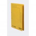 A photograph of Railex Transfer and Pocket Transfer Files would show a stack of 25 access polifile AP5 foolscap files in gold color. These sturdy 350gsm files, made by Railex, have a sleek design and are perfect for organizing important documents.