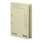 In the image, there are 25 ivory-colored foolscap transfer and pocket files from Railex. The files have a weight of 350gsm and are labeled Clientfile CF5P. The files appear in various positions, stacked and open, allowing for easy access and organization of important documents.