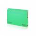 The photo shows a pack of 25 Railex Shelf Wallets in emerald green. Each wallet is made of 350gsm material and has a tab for easy labeling. The wallets are designed for foolscap sized documents and can be used in a Railex Lateral Filing system. They are neat and professional looking, with a rich color that adds a touch of elegance.