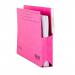 The photograph shows 25 cerise colored shelf wallets with tabs designed by Railex. The wallets are made with 350gsm material and are sized for Foolscap documents. The wallets are neatly organized on a shelf, ready for use in a lateral filing system.