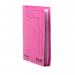 A stack of colorful square cut and slip files, neatly organized in a slipcase, all in a vibrant cerise color. Each file is made of 350gsm paper and there are 25 in the pack. Perfect for keeping important documents and papers organized.