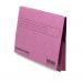The picture shows a pack of 25 Railex Document Wallets, labeled as Doubledock Wallets in cerise color. Each wallet is made of 350gsm thick material and is designed to hold foolscap-sized documents. The wallets are neatly stacked together, ready to be used for organizing important papers.