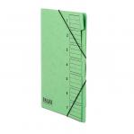 This photo features 10 Railex 7 part files, each sized for A4 sheets and made of 350gsm emerald green cardstock. The files are neatly organized, showing a vibrant color and sturdy construction. They are labeled with numbers and tabs for easy organization and retrieval.