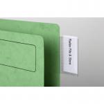 The image features a pack of 100 Railex Suspension file tabs, with self-adhesive clear tabs and inserts. The tabs are neatly placed in rows, with the inserts easily visible. The packaging is clean and professional, making it easy to organize and label files.
