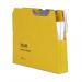 The picture features a pack of 40 gold-colored Railex Suspension Filing Railex Hook-on 50mm Pocket Files, suitable for Foolscap sized documents. The files are made of 350gsm paper and have a sturdy, durable design.