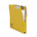 The image is a close-up of a Railex Suspension Filing Railex Hook-on 25mm Pocket File. The file is a foolscap size and has a 350gsm gold finish. There are 50 files in the pack, neatly stacked and ready to be used. The pocket is visible, showing its depth and ability to hold documents.