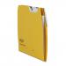 The photo shows a set of Railex suspension filing hooks attached to polypropylene file folders, sized for foolscap documents. The folders are durable and feature a gold color.