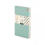 The image shows a set of 10 Railex Hardback Books Modena A5 Premium Leather Soft cover Notebooks in a beautiful sage meadow color. The notebooks are dotted and have a luxurious feel to them. Each notebook has a sturdy hardback cover and is bound with high-quality leather. The set is perfect for both personal and professional use.
