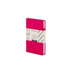 The photograph captures 10 Railex Hardback Books Modena A6 notebooks in a vibrant Raspberry Fizz color. The textured Bold Linen hardcover gives a sophisticated look, while the dotted pages provide versatility for writing or sketching.
