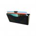 This picture shows a sleek Deflecto wall display unit with graphite-colored literature files in A4+ size. The landscape orientation of the files makes it easy to view and access documents. The CPO74YTGRA and RN07426 models are included in the display.