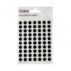 Blick Coloured Labels in Bags Round 8mm Dia 490 Per Bag Black (Pack of 9800) RS001751 RS00175