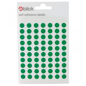 Blick Coloured Labels in Bags Round 8mm Dia 490 Per Bag Green (Pack of 9800) RS002659 RS00265