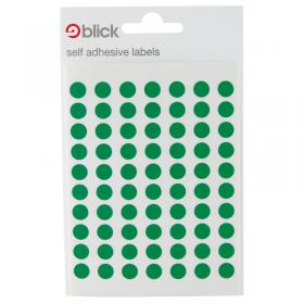 Blick Coloured Labels in Bags Round 8mm Dia 490 Per Bag Green (Pack of 9800) RS002659 RS00265