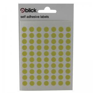 Blick Coloured Labels in Bags Round 8mm Dia 490 Per Bag Yellow Pack of