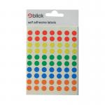 The image shows a stack of bags containing colourful round labels. Each label has a diameter of 8mm and there are 350 labels per bag. The bags are assorted, with a pack total of 7000 labels.