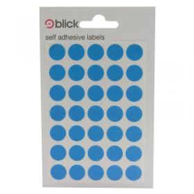 Blick Coloured Labels in Bags Round 13mm Dia 140 Per Bag Blue (Pack of 2800) RS003953 RS00395