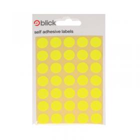 Blick Fluorescent Labels in Bags Round 13mm Dia 140 Per Bag Yellow (Pack of 2800) RS004752 RS00475
