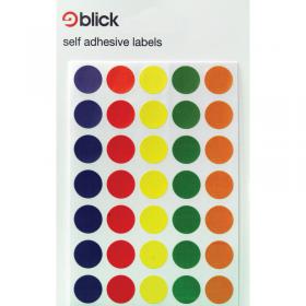 Blick Coloured Labels in Bags Round 13mm Dia 140 Per Bag Assorted (Pack of 2800) RS004950 RS00495