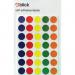 The picture shows a close-up view of 2800 assorted round labels in bags. Each bag contains 140 labels, with a diameter of 13mm, and they come in a variety of vibrant colours. These labels are perfect for organizing and labeling items in any setting.
