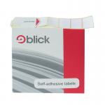 This image shows a stack of white labels with colourful borders, neatly organized in a dispenser. The labels are small, measuring 24x37mm, and there are 640 in the pack.