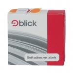 This photo showcases a pack of round, blue Blick Coloured Blick Labels in Dispensers, containing 1280 labels. The labels are 19mm in size and are neatly organized for easy use.