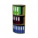 The image shows a light oak Rotadex lever arch file storage unit with 3 tiers, designed to fit neatly into a corner.