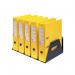 The picture shows a black Rotadex 5-section lever arch filing rack, specifically designed for storing lever arch files in an organized and efficient manner. The sleek and sturdy design features a Rotadex logo on the front and sturdy compartments for easy file access. Perfect for keeping your workspace tidy and clutter-free.
