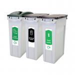 Rubbermaid Slim Jim 3-Stream Recycling Station General WasteMixed RecyclingFood Waste 2217670 RU23960
