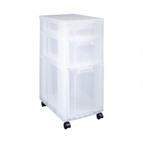 Really Useful Plastic Storage Tower 3 Drawers Clear 7L12L25L DT1019 RUP63357