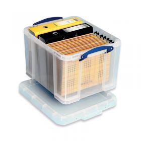 Really Useful 35L Plastic Storage Box With Lid W480xD390xH310mm Clear 35C RUP80130