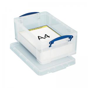 Really Useful 9L Storage Box With Lid and Clip Lock Handles Clear 9C