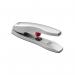 A silver Rexel Odyssey heavy duty stapler, able to handle up to 60 sheets at a time, sitting on a desk. The sleek design features a comfortable grip and easy-to-use mechanism. Perfect for any busy office or home workspace.