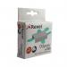 The photo shows a pack of 2500 sturdy Rexel Odyssey heavy duty staples in a vivid silver color. The staples have a sleek, curved design and are neatly stacked within the packaging.
