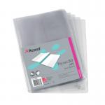 The picture shows a pack of 25 clear Rexel card holders in A4 size from the Nyrex Twin Wallet collection. Each holder has a sleek and durable design, providing protection and organization for important documents.
