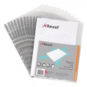 Rexel Nyrex Premium Left Opening Pocket A4 Grey Spine Glass Clear (Pack of 25) 12203 RX12203