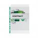 The picture shows a pack of 100 Rexel Punched Pockets in the color green. The pockets are made of Nyrex Premium material and have a clear glass spine for visibility. Perfect for organizing and protecting important documents.
