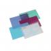 The photograph shows six clear plastic folders with colorful popper closures. Each folder has a zip file inside, ready to keep important A4 documents organized and secure. Perfect for any office or home workspace.