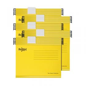 Rexel Classic Suspension Files Foolscap Yellow (Pack of 25) 2115593 RX58103